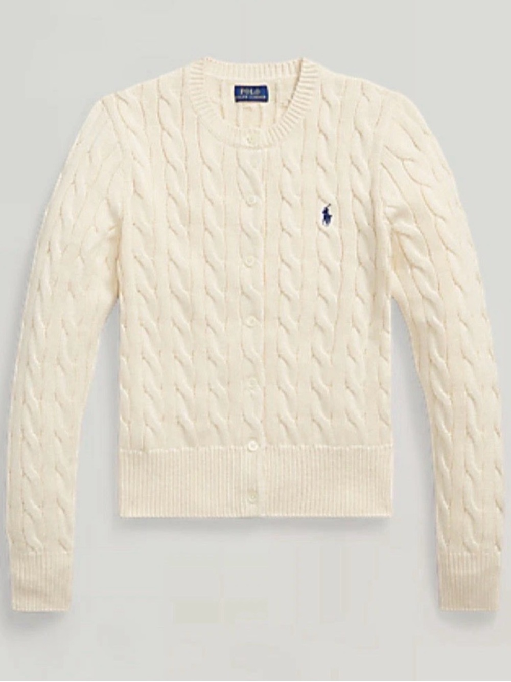 POLO Ralph Lauren Cable Knit 100% Cotton Cardigan Button Sweater S Small